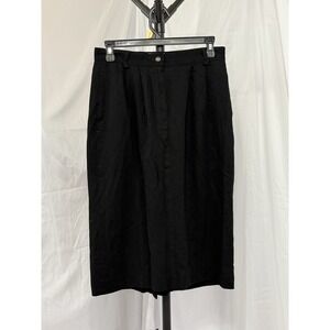 Land's End Womens SZ 10 Pleated‎ Front Zip Black Skirt  Pleated Pockets Lined